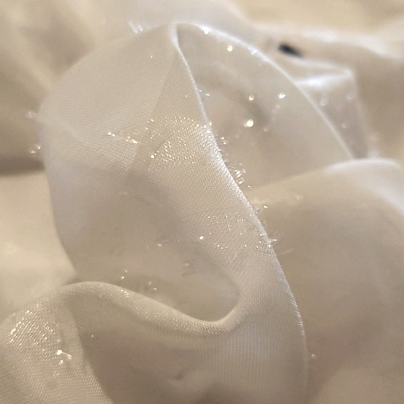 Classic CUPIO off white sparkle lace sheer ruffle long sleeve blouse - Picture 14 of 15